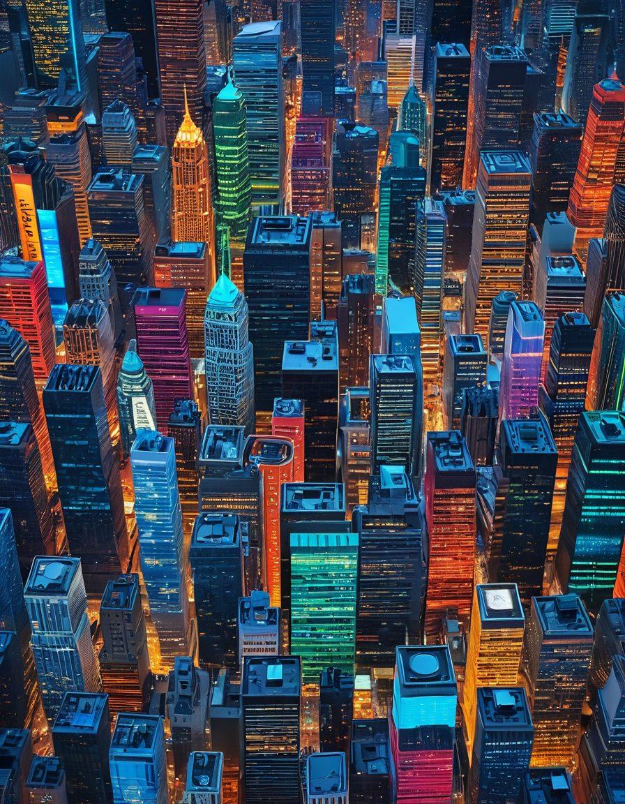 A visually striking collage showcasing a range of prepaid smartphones, vibrant Trakfone logos, and colorful price tags. Include illustrative icons representing affordable plans, network signals, and happy users enjoying their devices. The background features a cityscape blending technology and modernity, symbolizing connectivity. The overall tone should convey excitement and accessibility. super-realistic. vibrant colors. 3D.